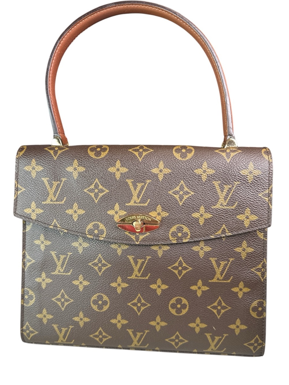 Louis Vuitton Monogram Canvas Top Handle Satchel in Brown and Gold